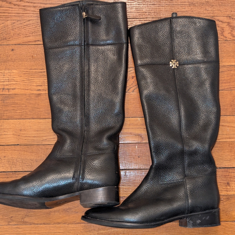 Tory Burch Black Leather Riding Boots